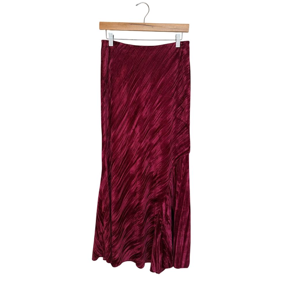 Free People Noa Velvet Slip Skirt Sz Small Fairytale Red Maxi Boho Romantic NWT - Picture 2 of 10